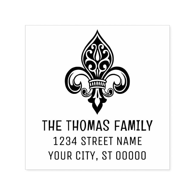 Elegant Heraldic Fleur de Lis #26 Name Address Self-inking Stamp (Design)