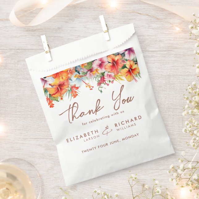 Elegant Hibiscus Flower Tropical Floral Wedding Favour Bags (Clipped)