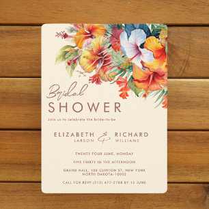Elegant Hibiscus Flower Tropical Floral Wedding Invitation