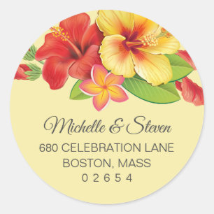 Elegant Hibiscus Tropical Floral Classic Round Sticker