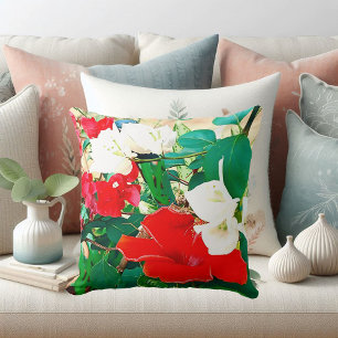 Elegant Hibiscus Watercolor Artwork Throw Pillow