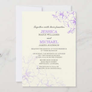 Elegant Hibiscus Wedding Invitations   Purple