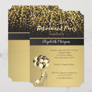 Elegant High Heel,Wine , Ballons, Retirement Party Invitation