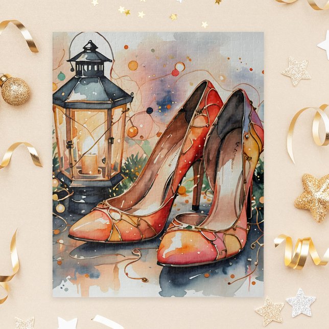 Elegant High Heels and Lantern Christmas Scene Jigsaw Puzzle (Creator Uploaded)