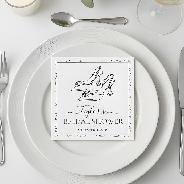 Elegant High Heels Floral Bridal Shower  Napkin (Creator Uploaded)
