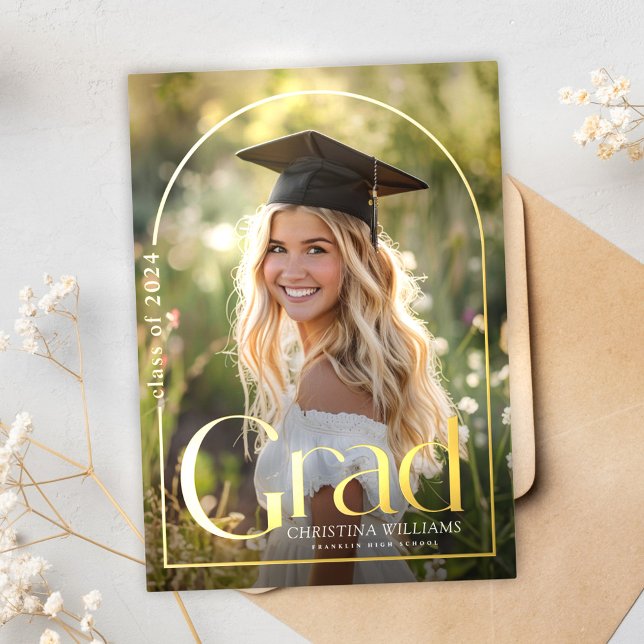 Elegant High School Graduate Photo Graduation (Elegant High School Graduate Photo Graduation Foil Invitation)