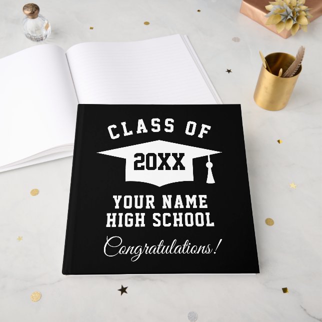 Elegant High School graduation class guest book (Front Open)