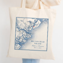 Elegant Hilton Head Map Navy Blue Wedding