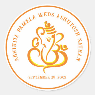 Elegant Hindu Wedding Ganesha Classic Round Sticker