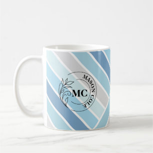 Elegant His & Hers Monogram Striped Mugs