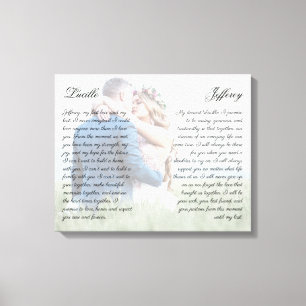 Elegant His & Hers Wedding Vow Art Custom Photo Canvas Print