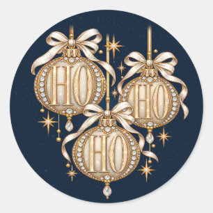 Elegant HO HO HO  Classic Round Sticker