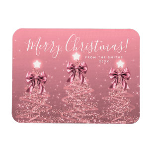 Elegant Holiday Blush Pink Christmas Trees  Magnet