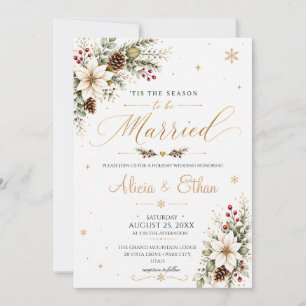 Elegant Holiday Botanical Christmas Wedding Invitation