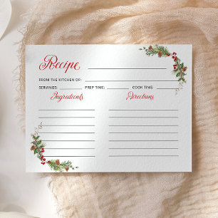 Elegant Holiday Bridal Shower Recipe Card