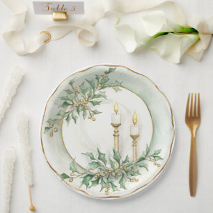 Elegant Holiday Candles Dining Paper Plate