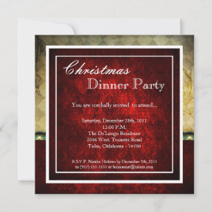 Elegant Holiday Christmas Dinner Party Invitation