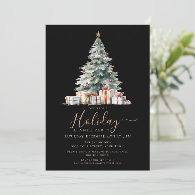Elegant Holiday Dinner Party Invitation (Standing Front)