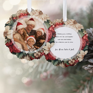 Elegant Holiday Floral Photo Tree Decoration Card