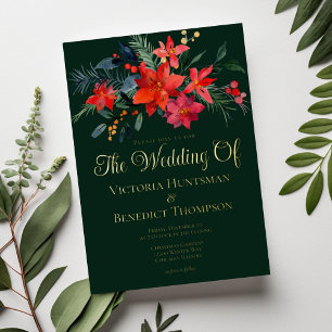 Elegant Holiday Floral Winter Wedding Green Gold