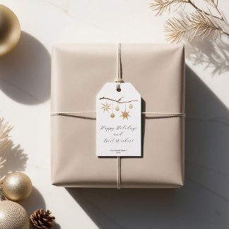 Elegant Holiday Gift Tag with Gold Stars and Ornam