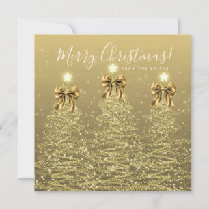 Elegant Holiday Gold Christmas Trees Greeting Card