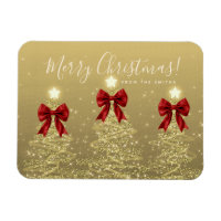 Elegant Holiday Gold Red Christmas Trees Greeting 
