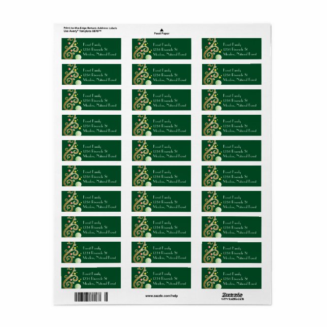 Elegant Holiday green and gold (Full Sheet)