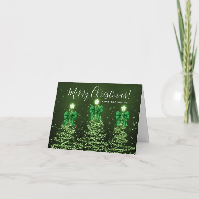 Elegant Holiday Green Christmas Trees Greeting  (Front)