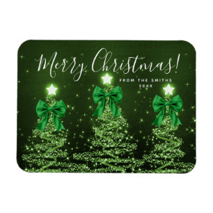 Elegant Holiday Green Christmas Trees Magnet