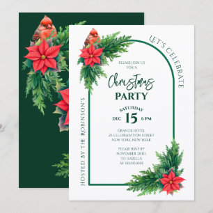 Elegant Holiday Greenery Christmas Party Invitation