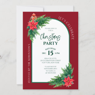 Elegant Holiday Greenery Christmas Party Invitation