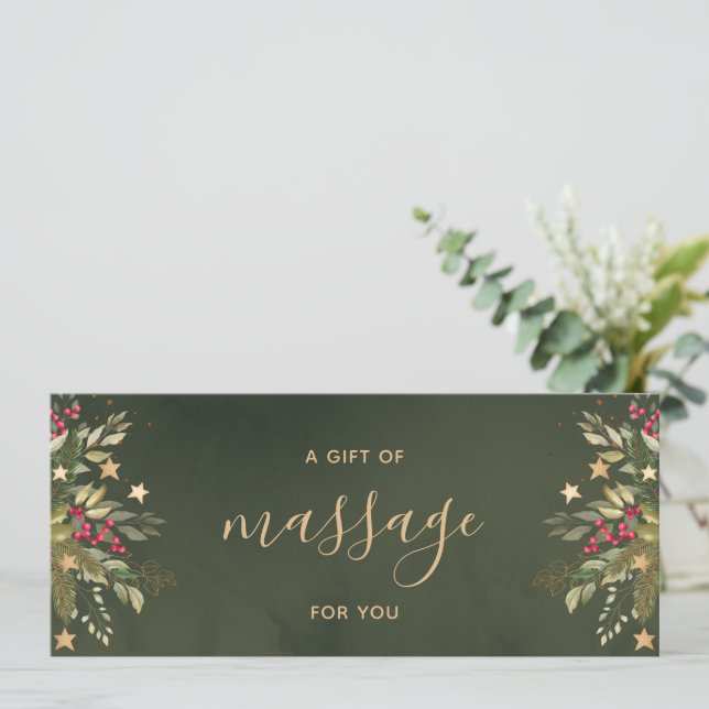 Elegant Holiday Massage Therapy Gift Certificate (Standing Front)