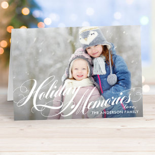 Elegant Holiday Memories Calligraphy Full Photo Card