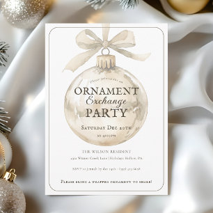 Elegant Holiday Ornament Exchange Party Invitation