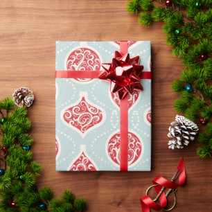 Elegant holiday ornaments pattern gift wrap