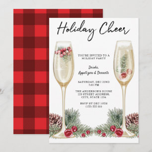 Elegant Holiday Party Champagne Glass Invitation