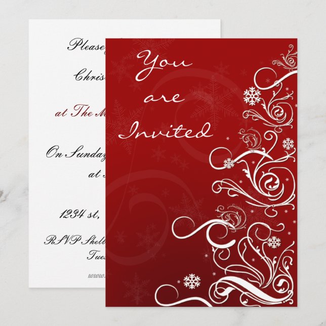 elegant Holiday party Invitation (Front/Back)