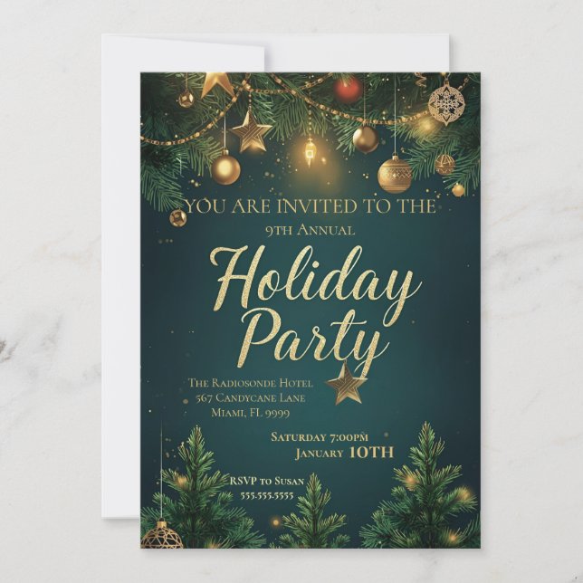 Elegant Holiday Party Invitation (Front)