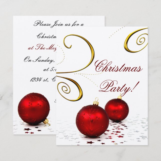 elegant Holiday party Invitation (Front/Back)