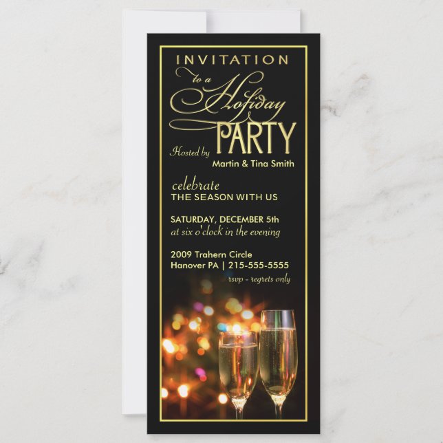 Elegant Holiday Party Invitations - Open House (Front)