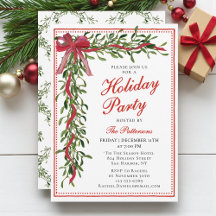 Elegant Holiday Party Mistletoe Red Bow