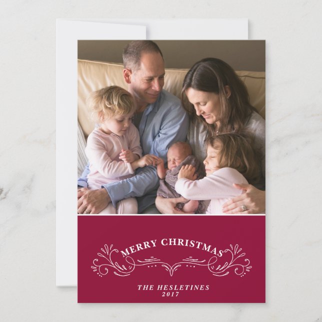 Elegant Holiday Photo Card - Editable Greeting (Front)
