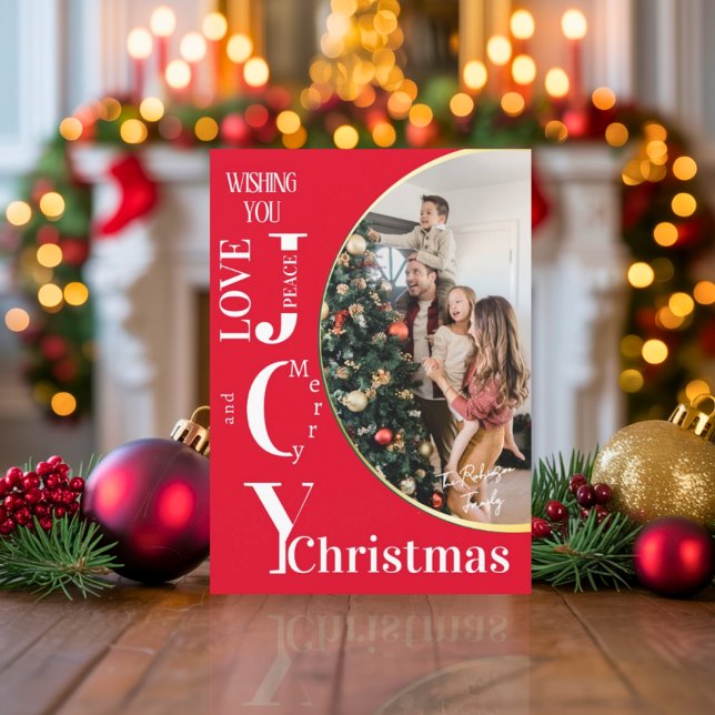 Elegant Holiday Photo Card with Modern Script Gold (Creator Uploaded)