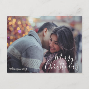 Elegant Holiday Photo Postcard Chic Calligraphy
