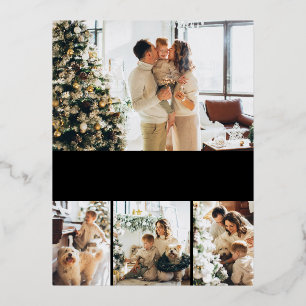 Elegant Holiday Photo Rose Gold Foil Postcard