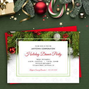 Elegant Holiday Pine Business Christmas Party Card