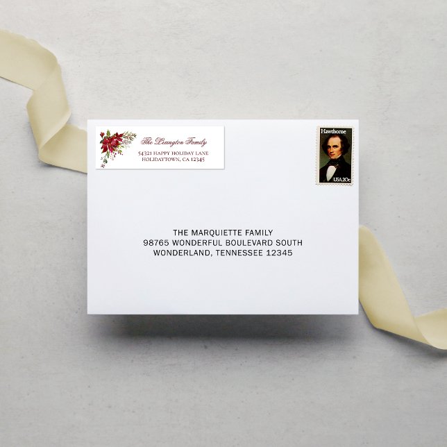 Elegant Holiday Poinsettia Address (Creator Uploaded)