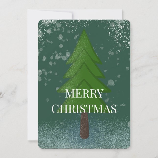 Elegant Holiday Snowy Christmas Tree (Front)