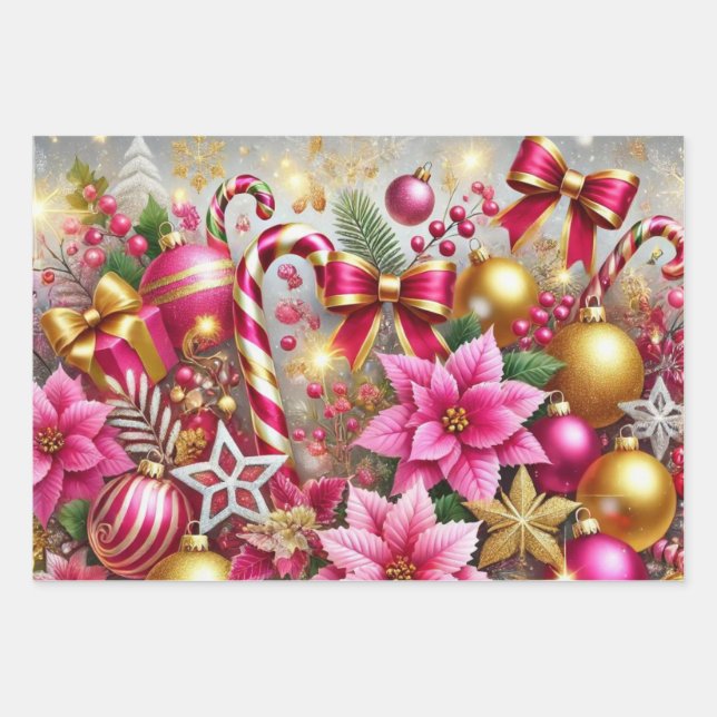 Elegant Holiday Sparkle Wrapping Paper (Front)